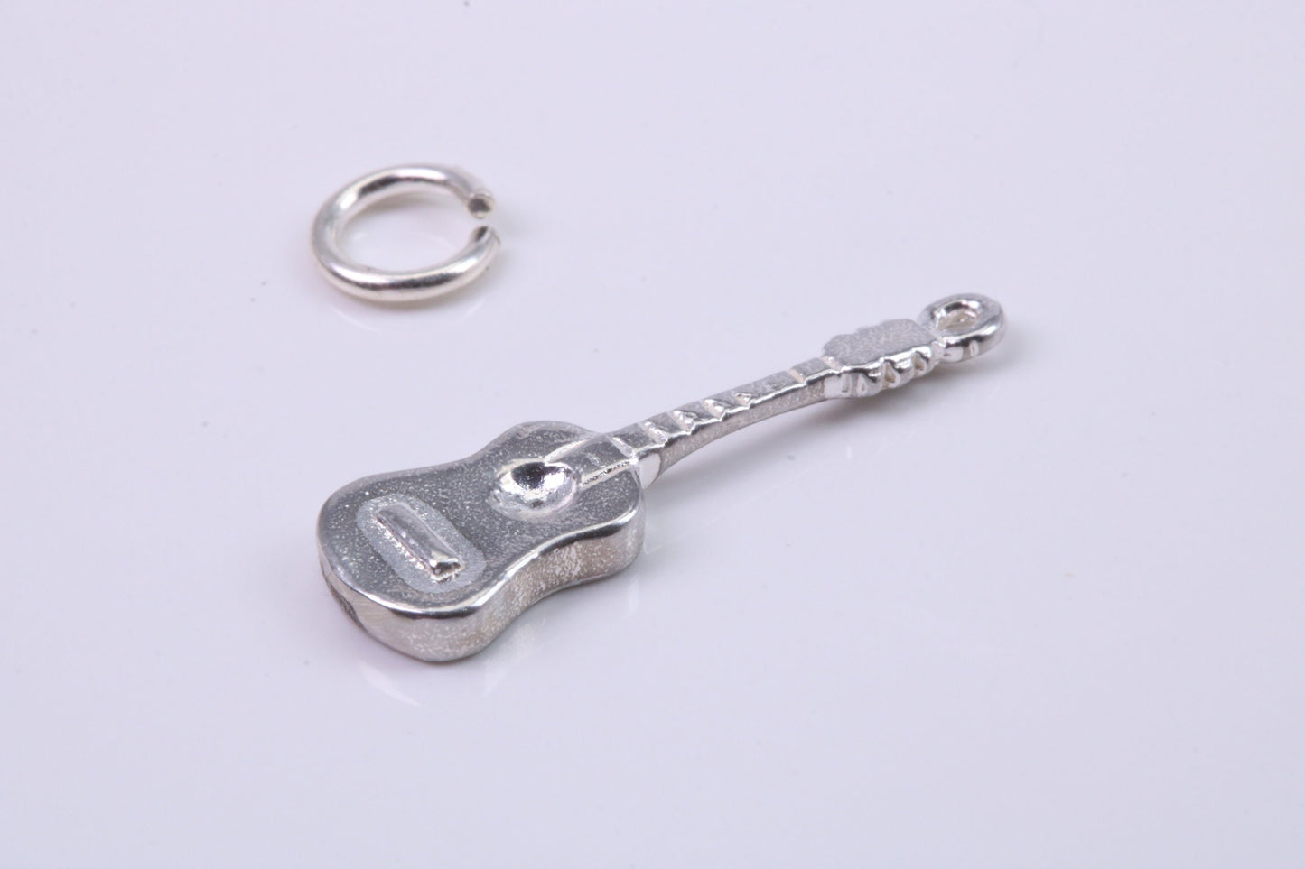 Guitar Charm, Traditional Charm, Made from Solid 925 Grade Sterling Silver, Complete with Attachment Link