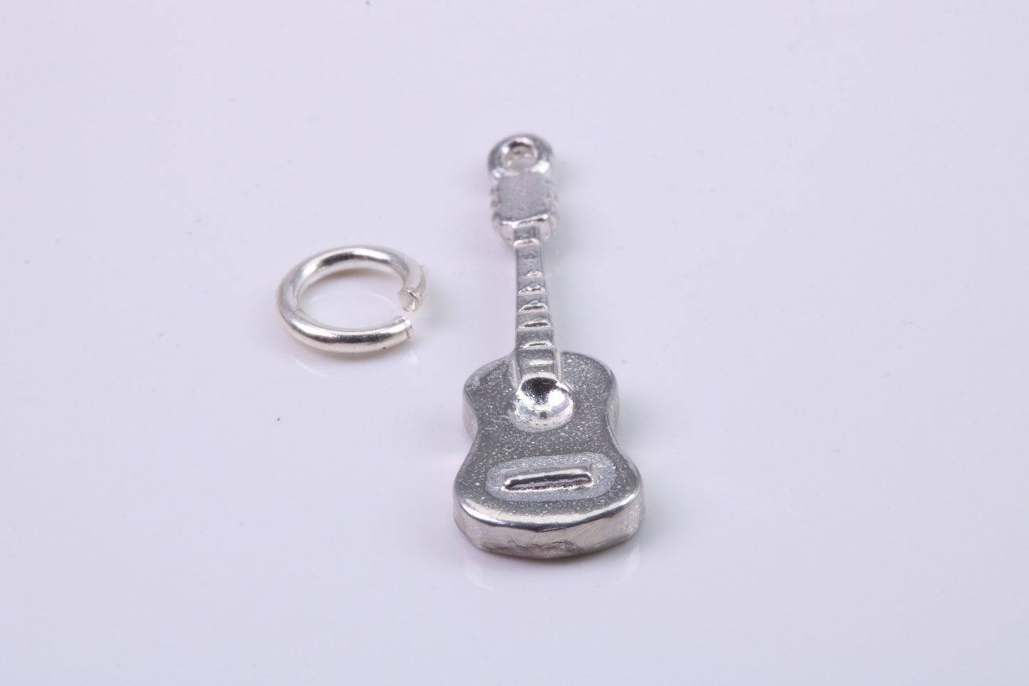 Guitar Charm, Traditional Charm, Made from Solid 925 Grade Sterling Silver, Complete with Attachment Link