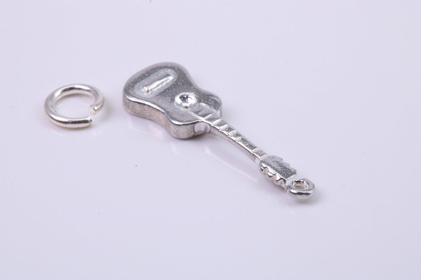 Guitar Charm, Traditional Charm, Made from Solid 925 Grade Sterling Silver, Complete with Attachment Link