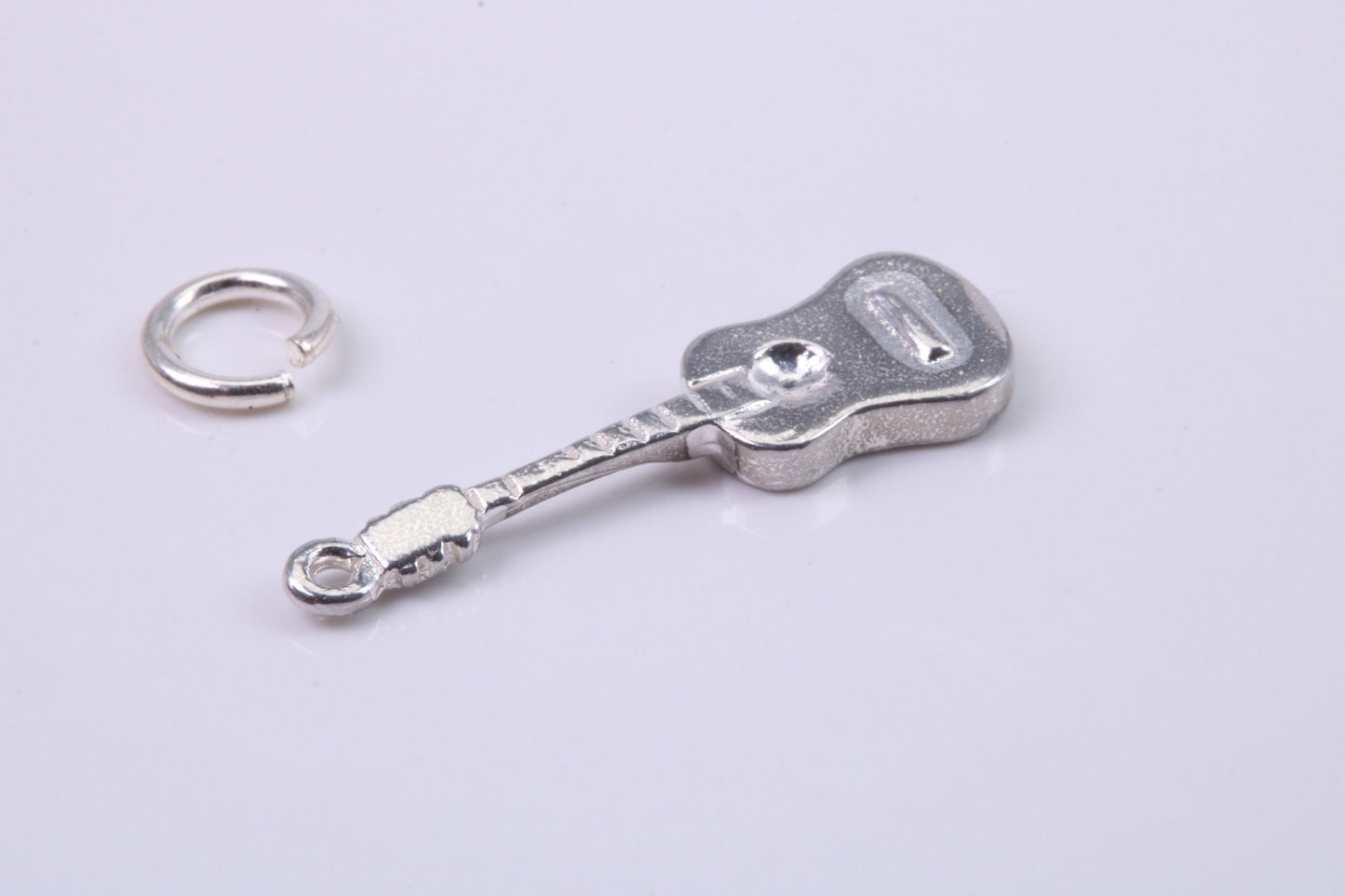 Guitar Charm, Traditional Charm, Made from Solid 925 Grade Sterling Silver, Complete with Attachment Link