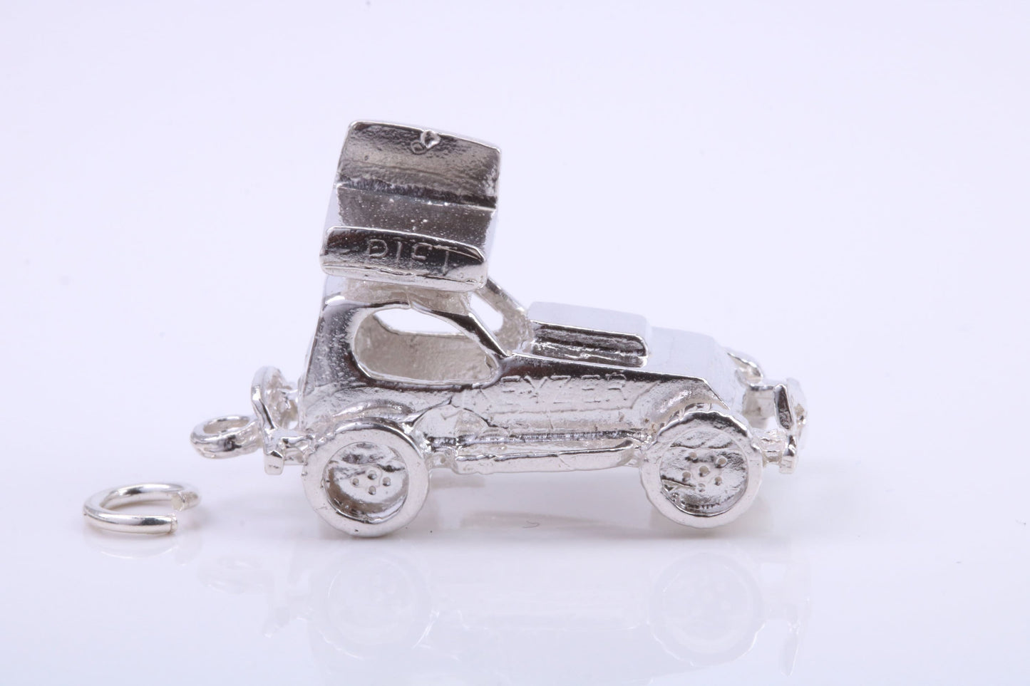 Stock Car Charm, Traditional Charm, Made from Solid 925 Grade Sterling Silver, Complete with Attachment Link