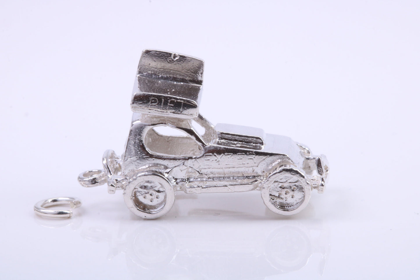 Stock Car Charm, Traditional Charm, Made from Solid 925 Grade Sterling Silver, Complete with Attachment Link