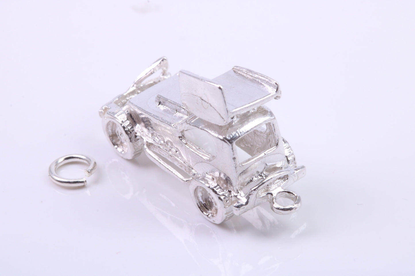 Stock Car Charm, Traditional Charm, Made from Solid 925 Grade Sterling Silver, Complete with Attachment Link