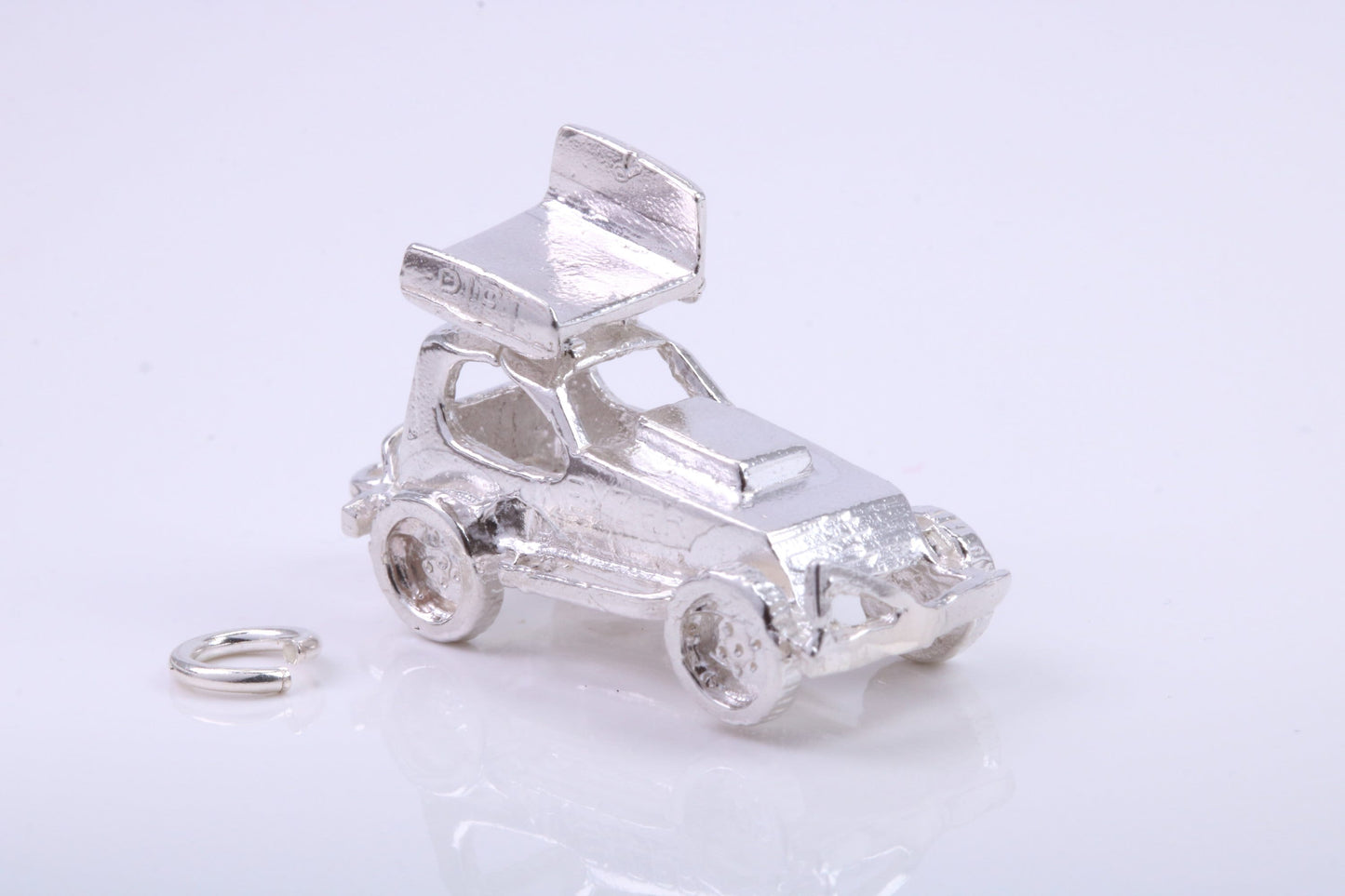 Stock Car Charm, Traditional Charm, Made from Solid 925 Grade Sterling Silver, Complete with Attachment Link