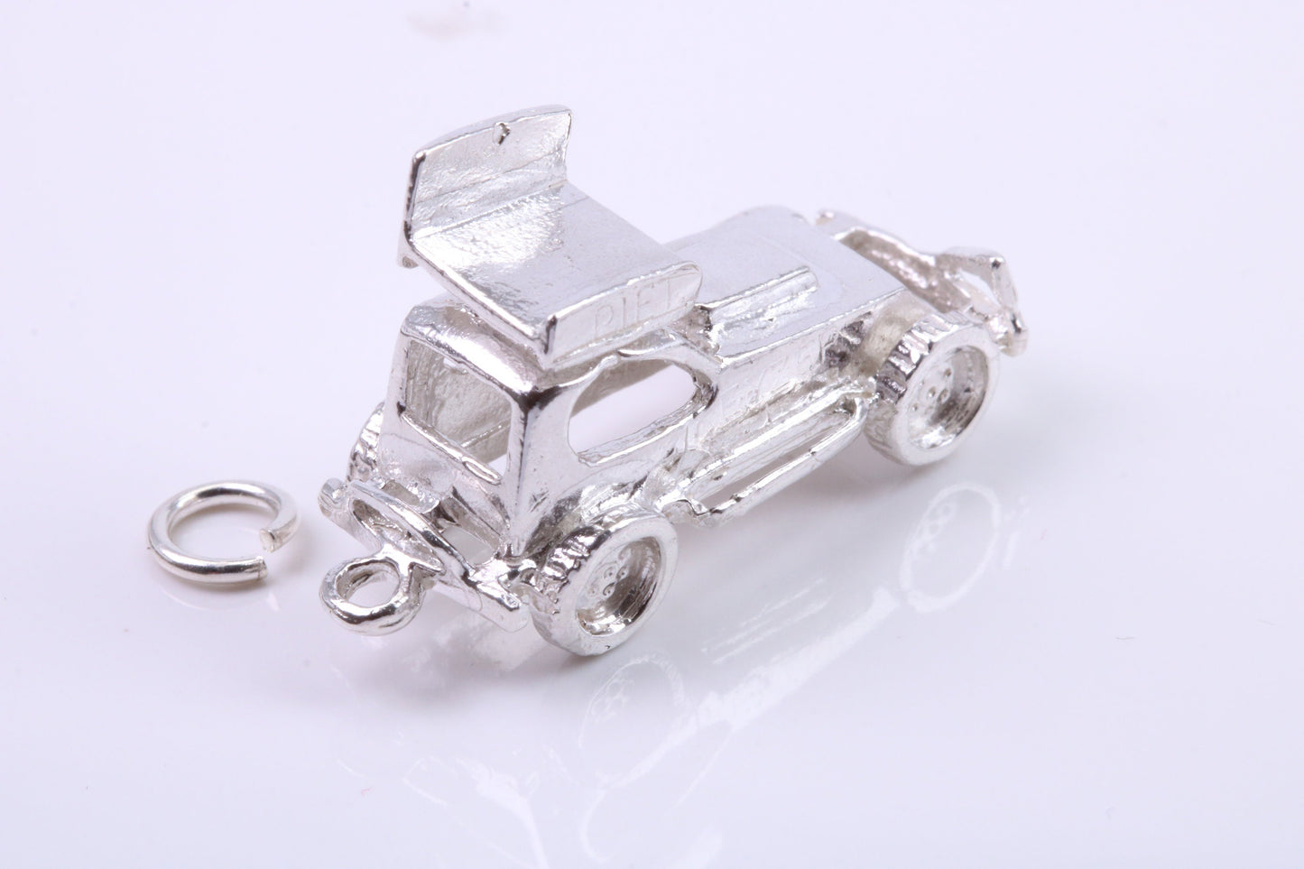 Stock Car Charm, Traditional Charm, Made from Solid 925 Grade Sterling Silver, Complete with Attachment Link