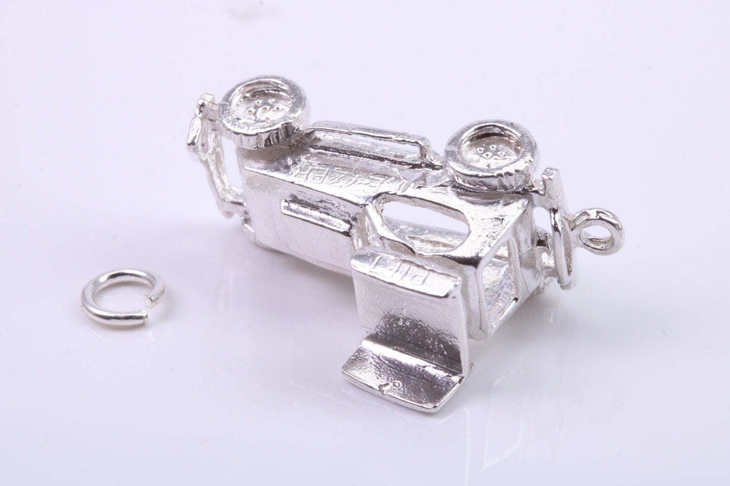 Stock Car Charm, Traditional Charm, Made from Solid 925 Grade Sterling Silver, Complete with Attachment Link
