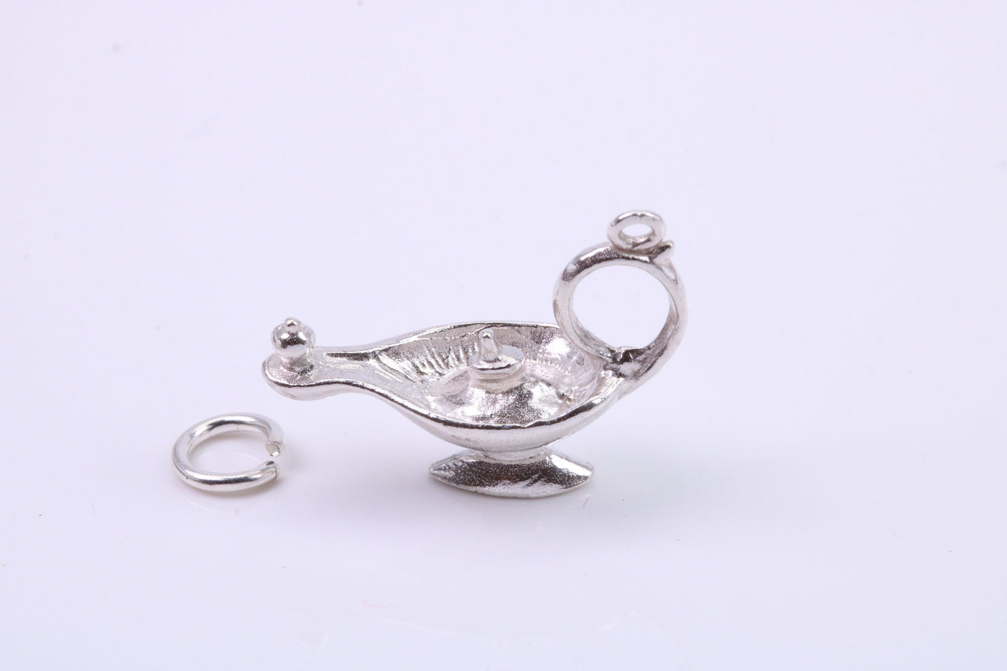 Magic Genie Lamp Charm, Traditional Charm, Made from Solid 925 Grade Sterling Silver, Complete with Attachment Link