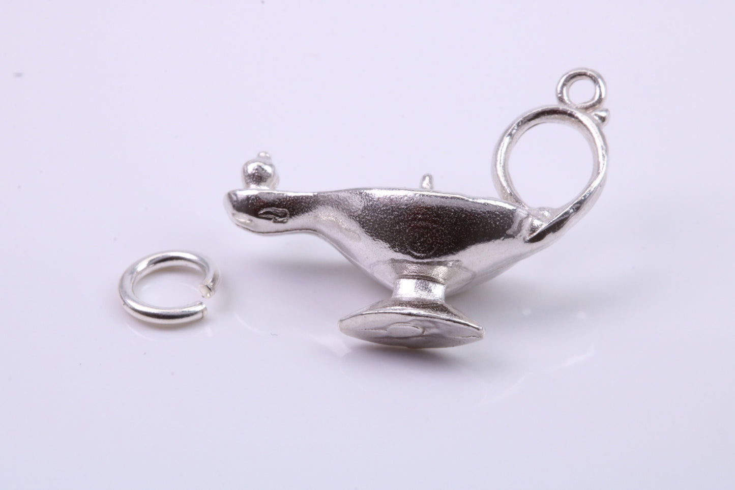Magic Genie Lamp Charm, Traditional Charm, Made from Solid 925 Grade Sterling Silver, Complete with Attachment Link