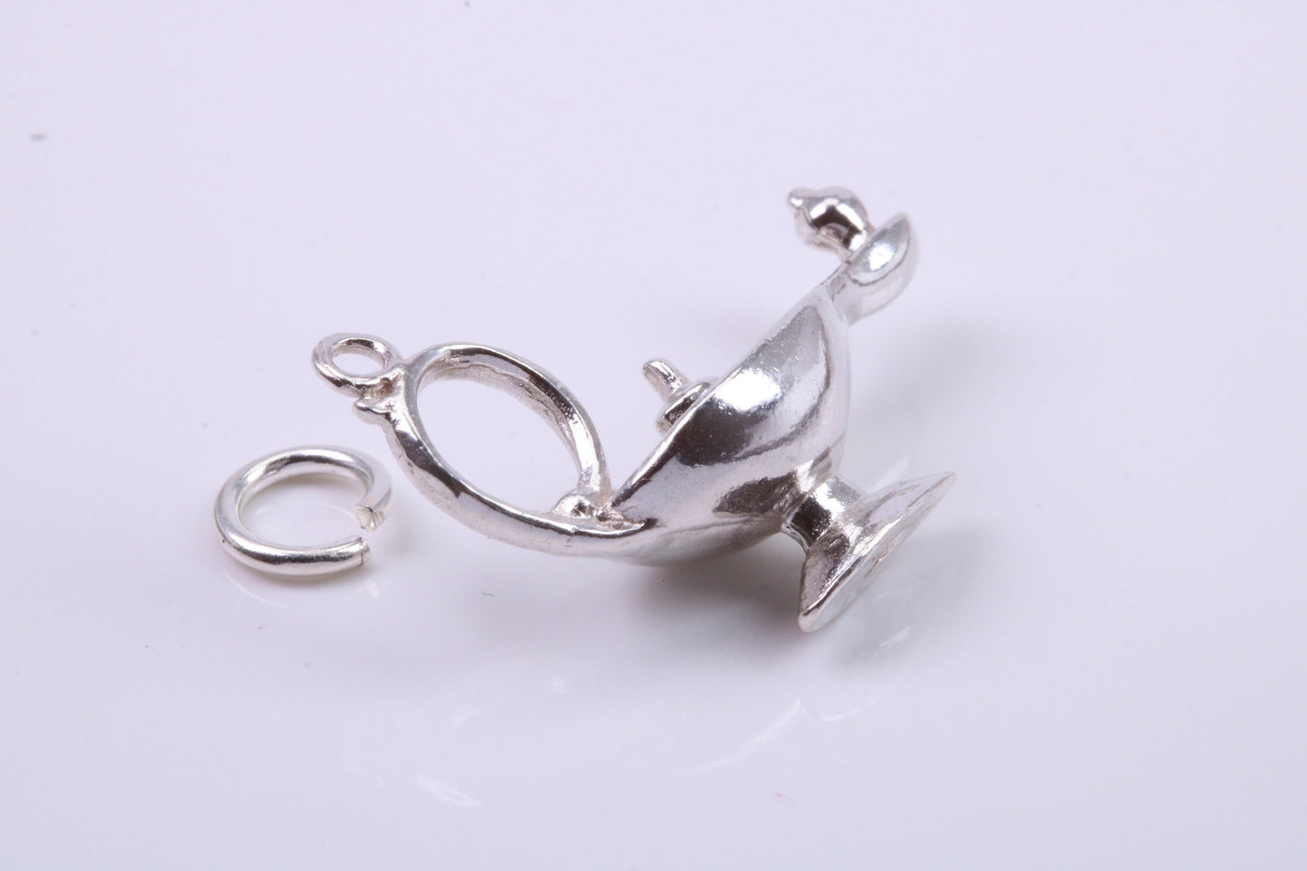 Magic Genie Lamp Charm, Traditional Charm, Made from Solid 925 Grade Sterling Silver, Complete with Attachment Link