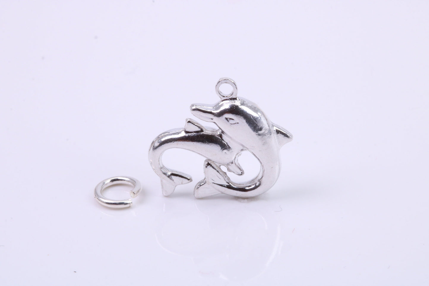 Performing Dolphins Charm, Traditional Charm, Made from Solid 925 Grade Sterling Silver, Complete with Attachment Link