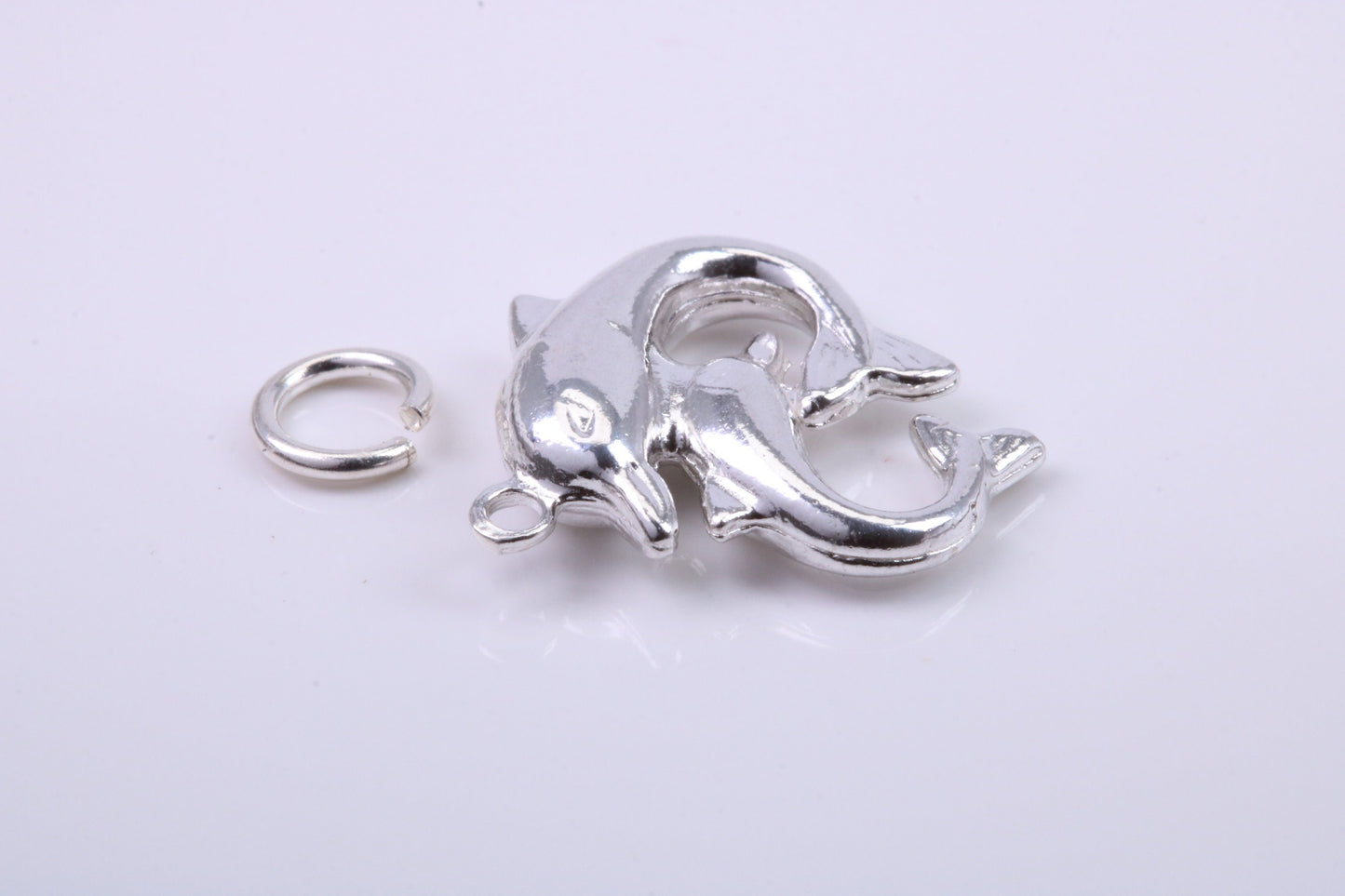 Performing Dolphins Charm, Traditional Charm, Made from Solid 925 Grade Sterling Silver, Complete with Attachment Link