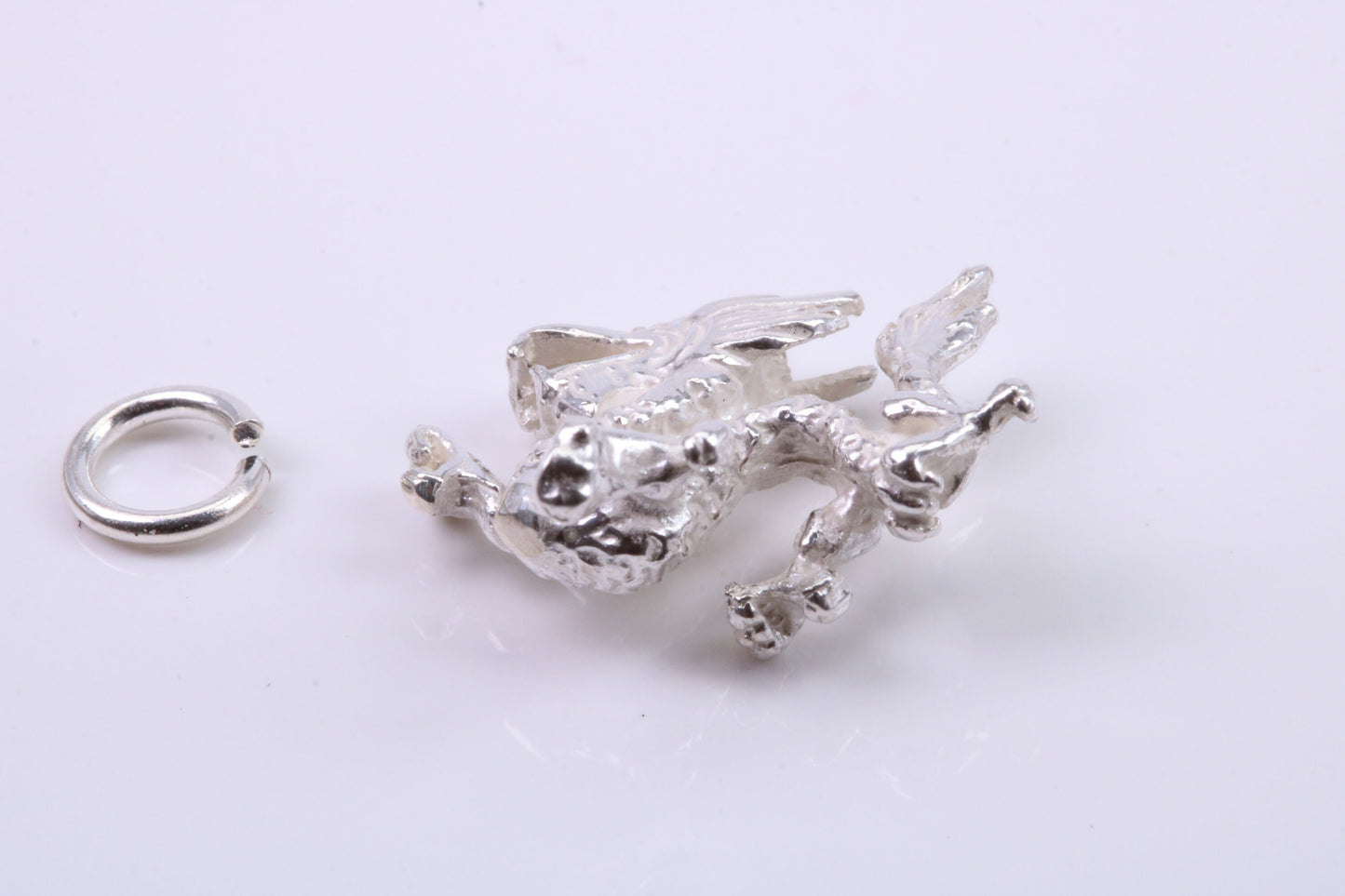 Oriental Dragon Charm, Traditional Charm, Made from Solid 925 Grade Sterling Silver, Complete with Attachment Link