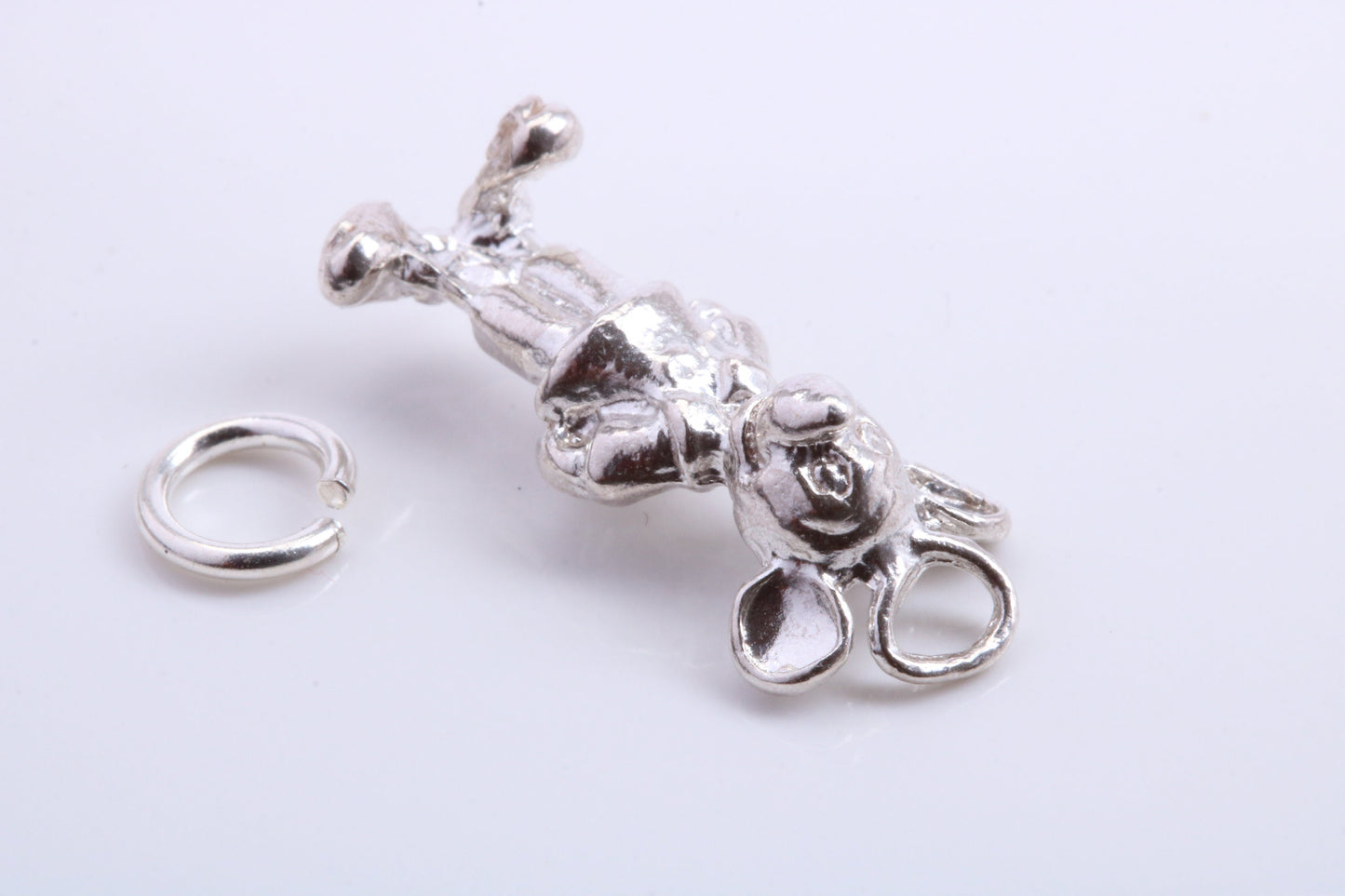 Standing Mouse Charm, Traditional Charm, Made from Solid 925 Grade Sterling Silver, Complete with Attachment Link
