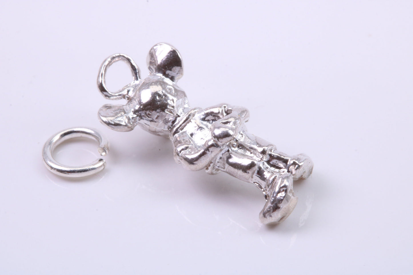 Standing Mouse Charm, Traditional Charm, Made from Solid 925 Grade Sterling Silver, Complete with Attachment Link