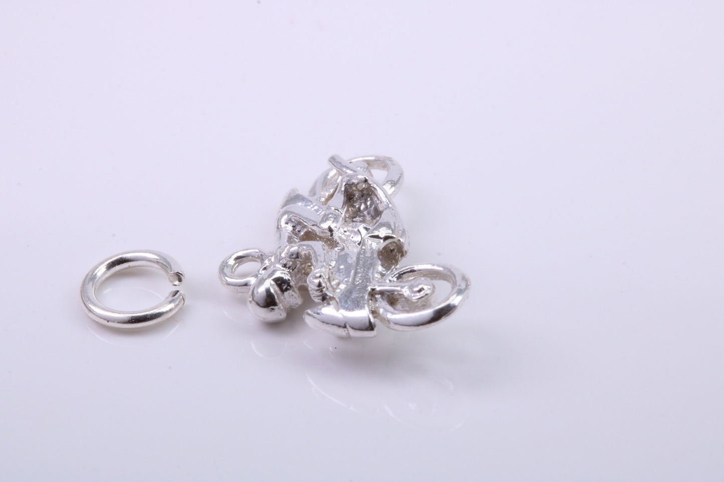 Biker Charm, Traditional Charm, Made from Solid 925 Grade Sterling Silver, Complete with Attachment Link