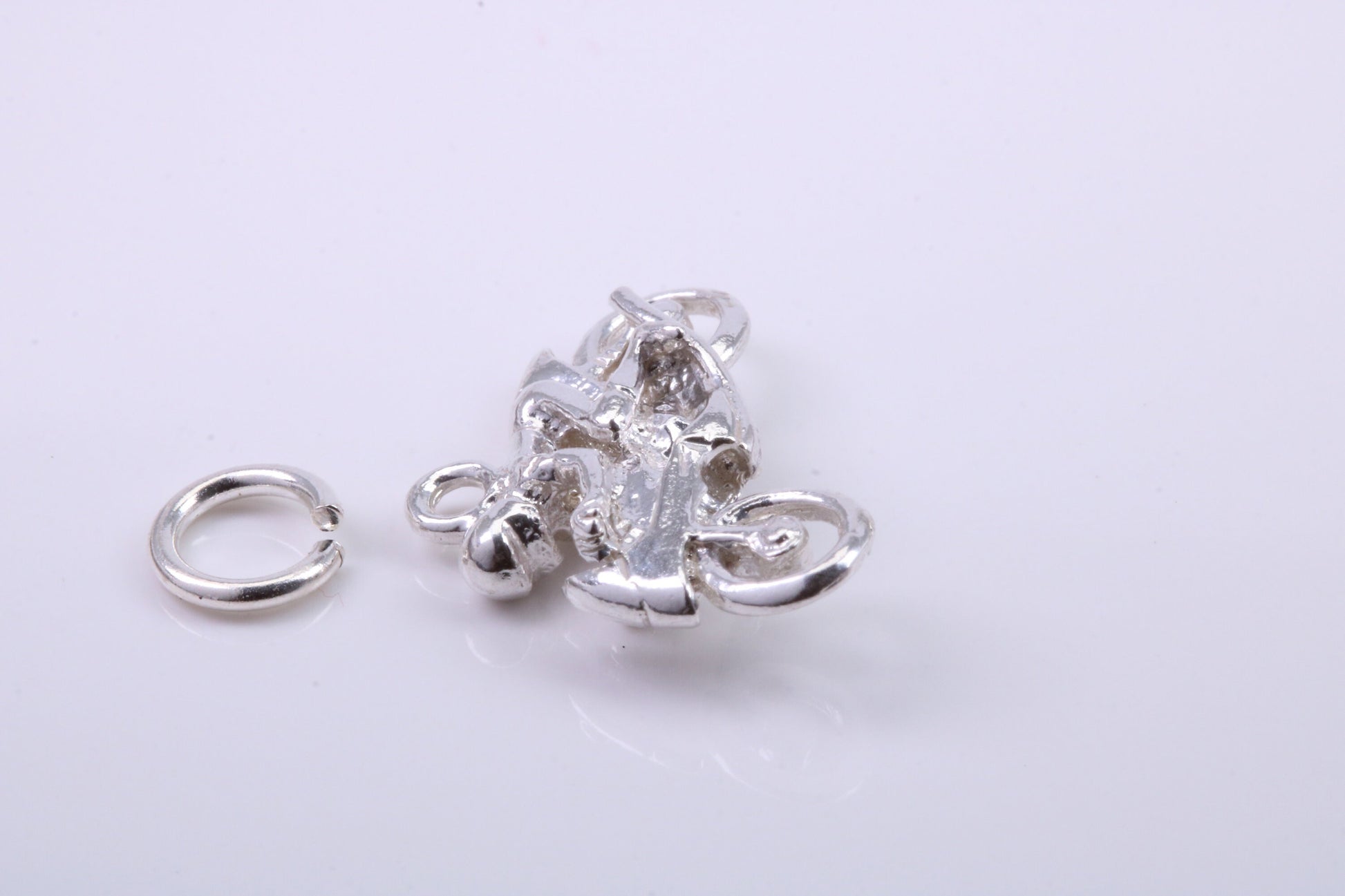 Biker Charm, Traditional Charm, Made from Solid 925 Grade Sterling Silver, Complete with Attachment Link