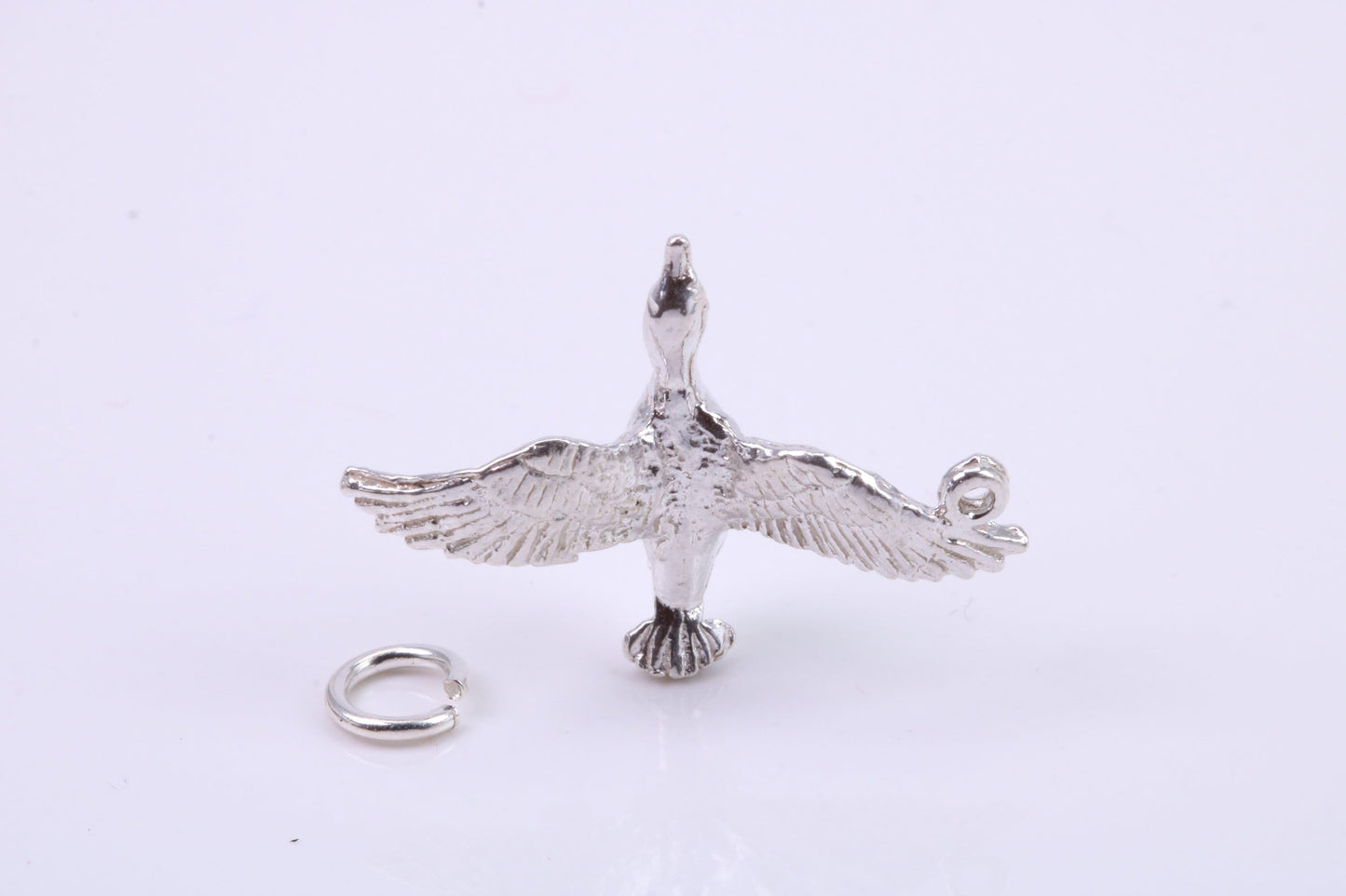 Flying Swan Charm, Traditional Charm, Made from Solid 925 Grade Sterling Silver, Complete with Attachment Link