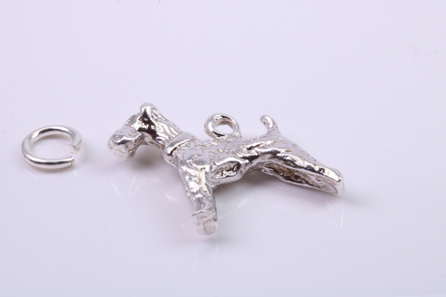 Schnauzer Dog Charm, Traditional Charm, Made from Solid 925 Grade Sterling Silver, Complete with Attachment Link