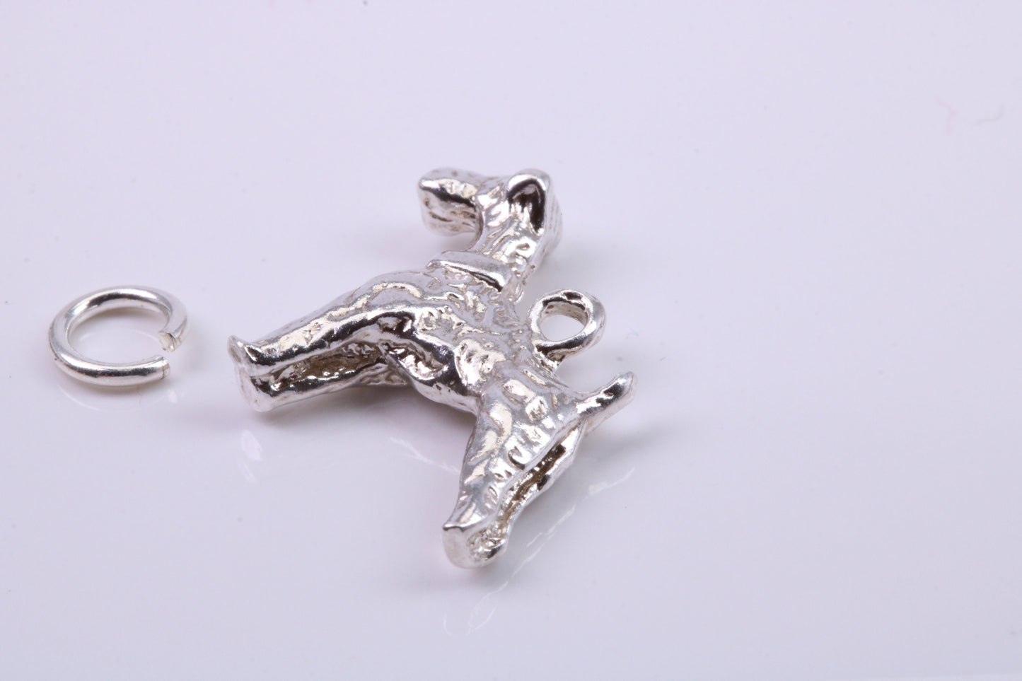 Schnauzer Dog Charm, Traditional Charm, Made from Solid 925 Grade Sterling Silver, Complete with Attachment Link