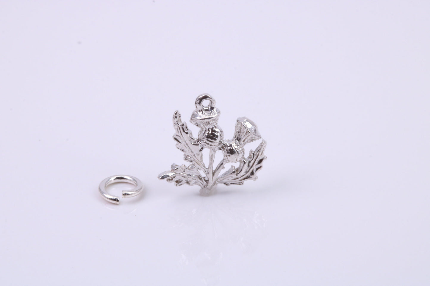 Thistle Charm, Traditional Charm, Made from Solid 925 Grade Sterling Silver, Complete with Attachment Link