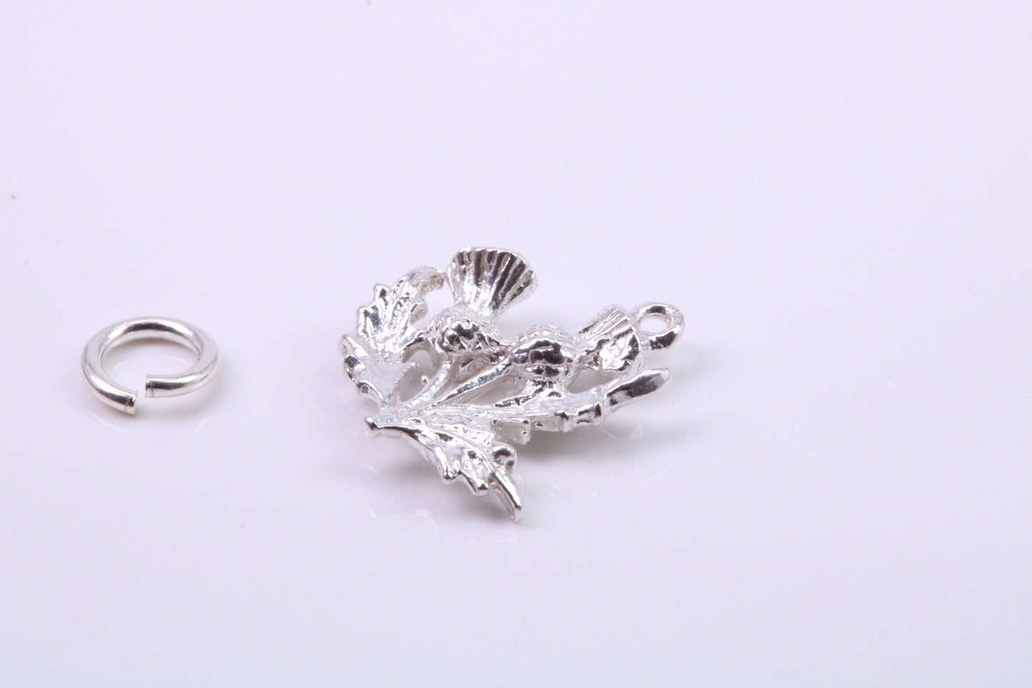 Thistle Charm, Traditional Charm, Made from Solid 925 Grade Sterling Silver, Complete with Attachment Link