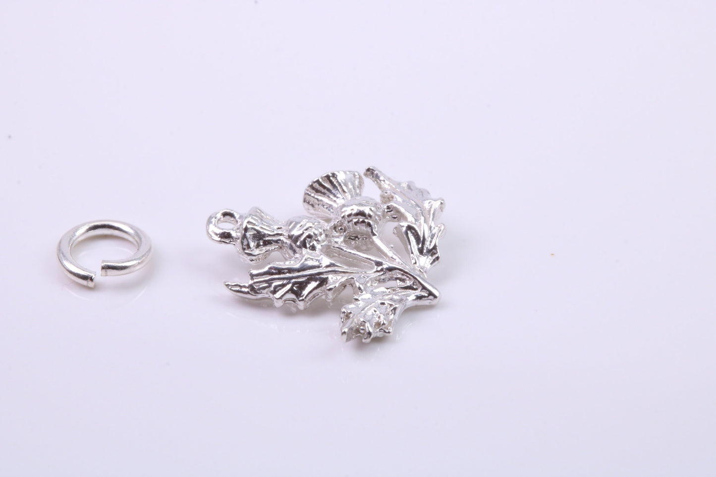 Thistle Charm, Traditional Charm, Made from Solid 925 Grade Sterling Silver, Complete with Attachment Link