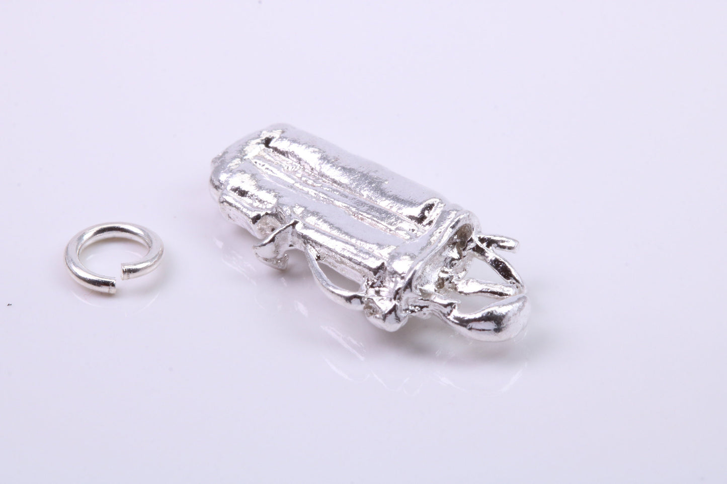 Golf Bag Charm, Traditional Charm, Made from Solid 925 Grade Sterling Silver, Complete with Attachment Link