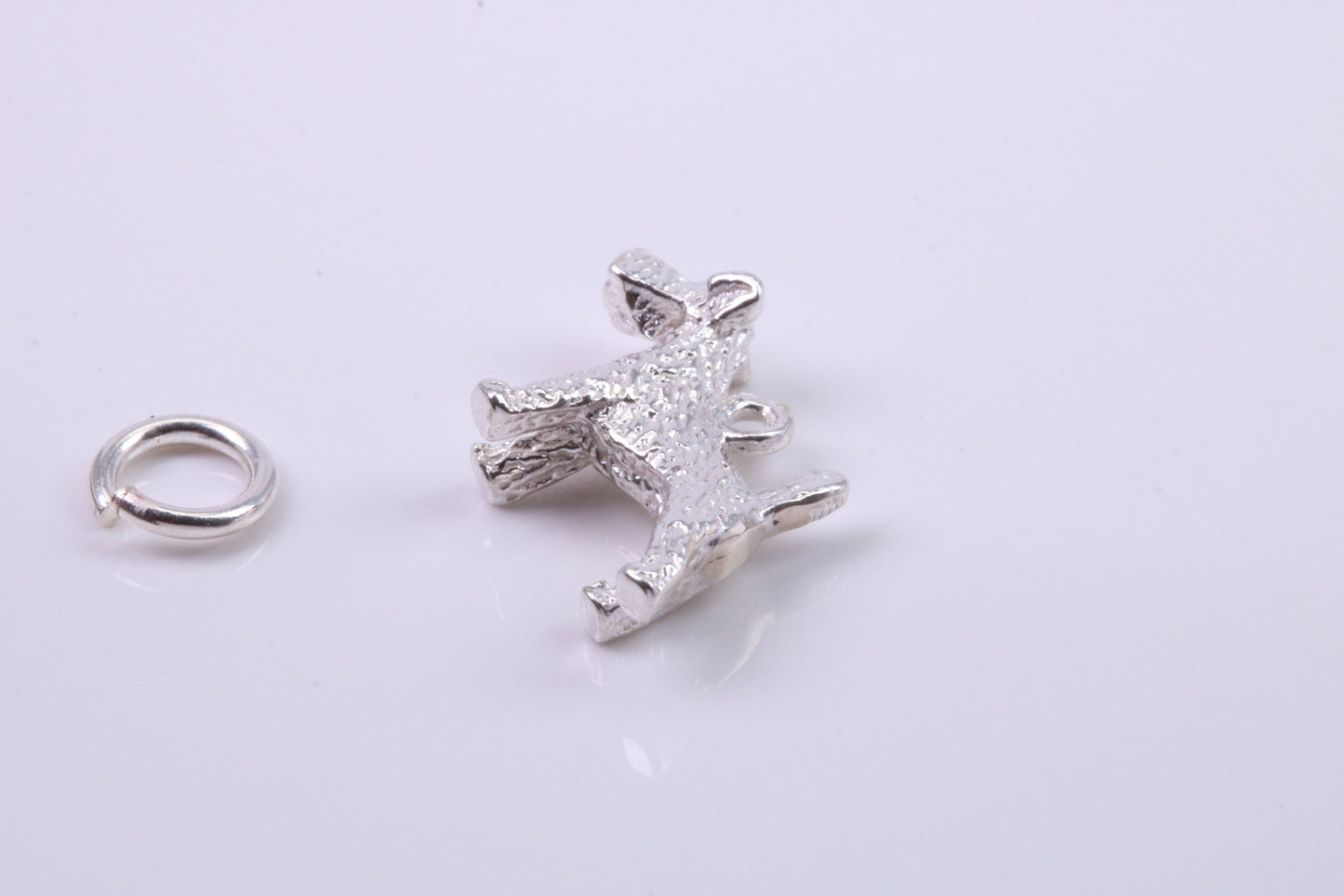 Airedale Terrier Dog Charm, Traditional Charm, Made from Solid 925 Grade Sterling Silver, Complete with Attachment Link