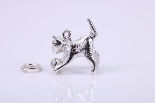 Cat Charm, Traditional Charm, Made from Solid 925 Grade Sterling Silver, Complete with Attachment Link