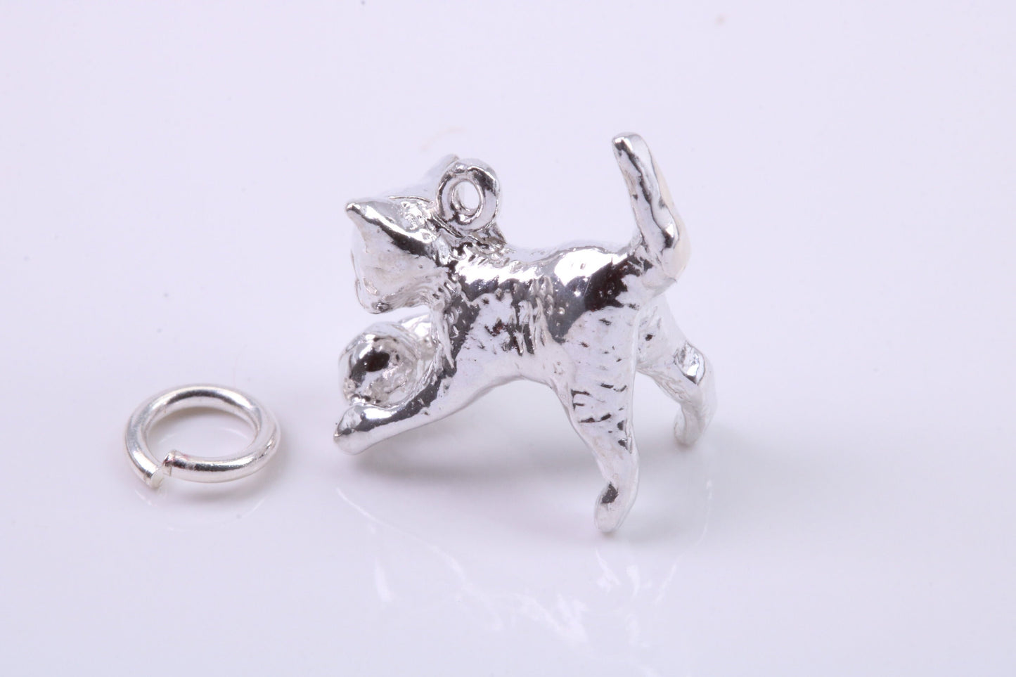 Cat Charm, Traditional Charm, Made from Solid 925 Grade Sterling Silver, Complete with Attachment Link