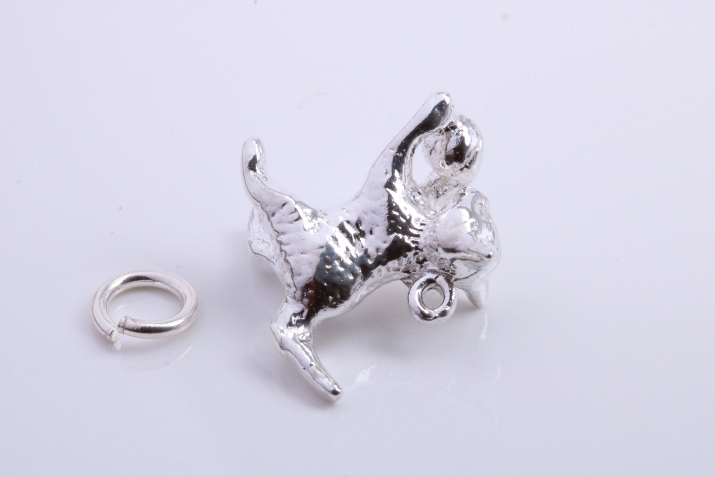 Cat Charm, Traditional Charm, Made from Solid 925 Grade Sterling Silver, Complete with Attachment Link