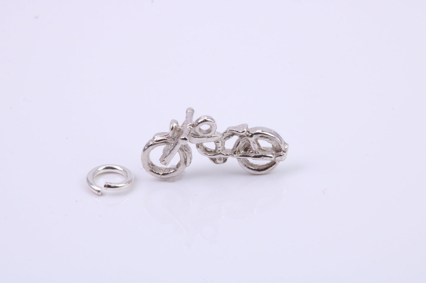 Motorbike Charm, Traditional Charm, Made from Solid 925 Grade Sterling Silver, Complete with Attachment Link