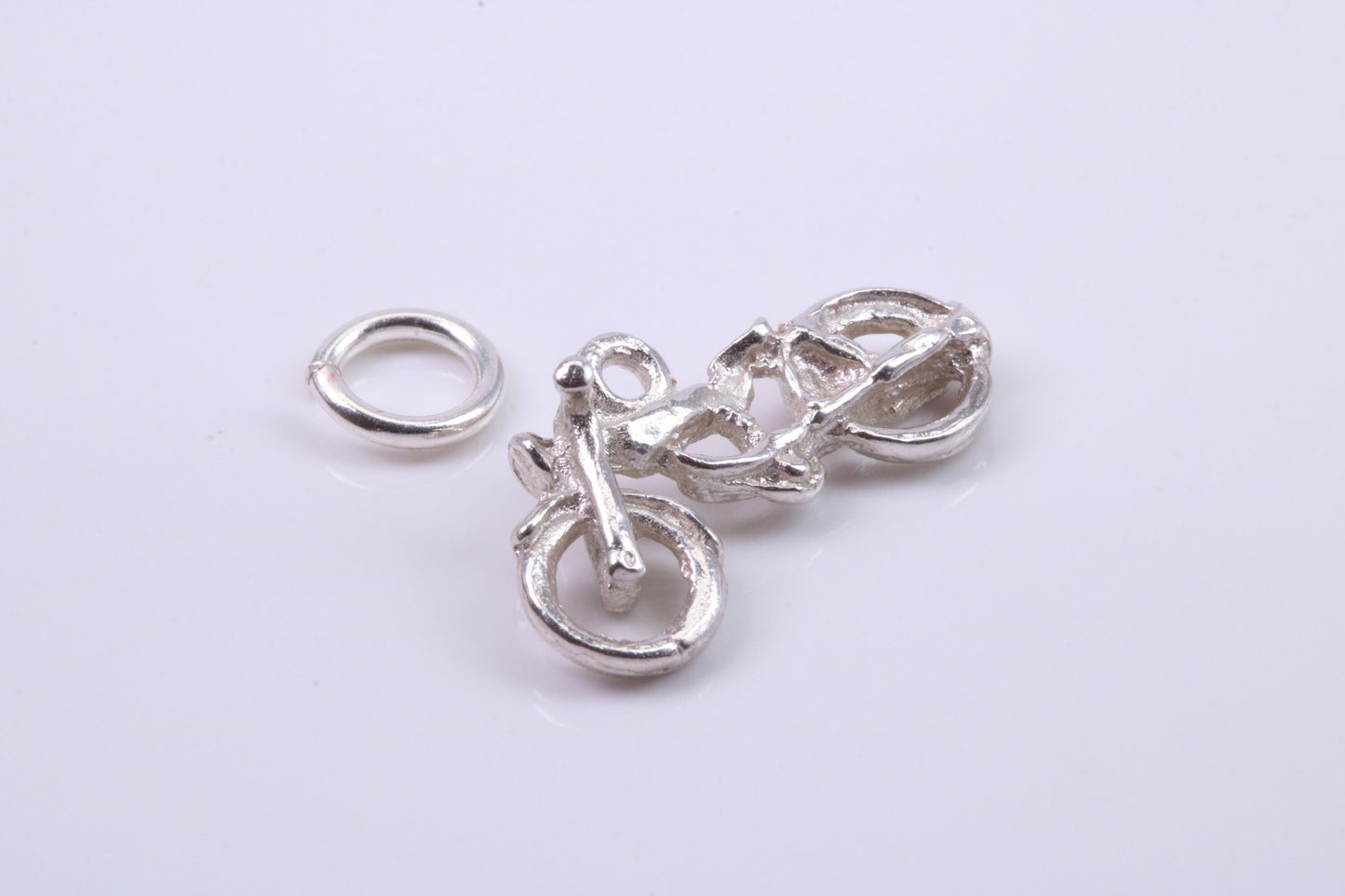 Motorbike Charm, Traditional Charm, Made from Solid 925 Grade Sterling Silver, Complete with Attachment Link