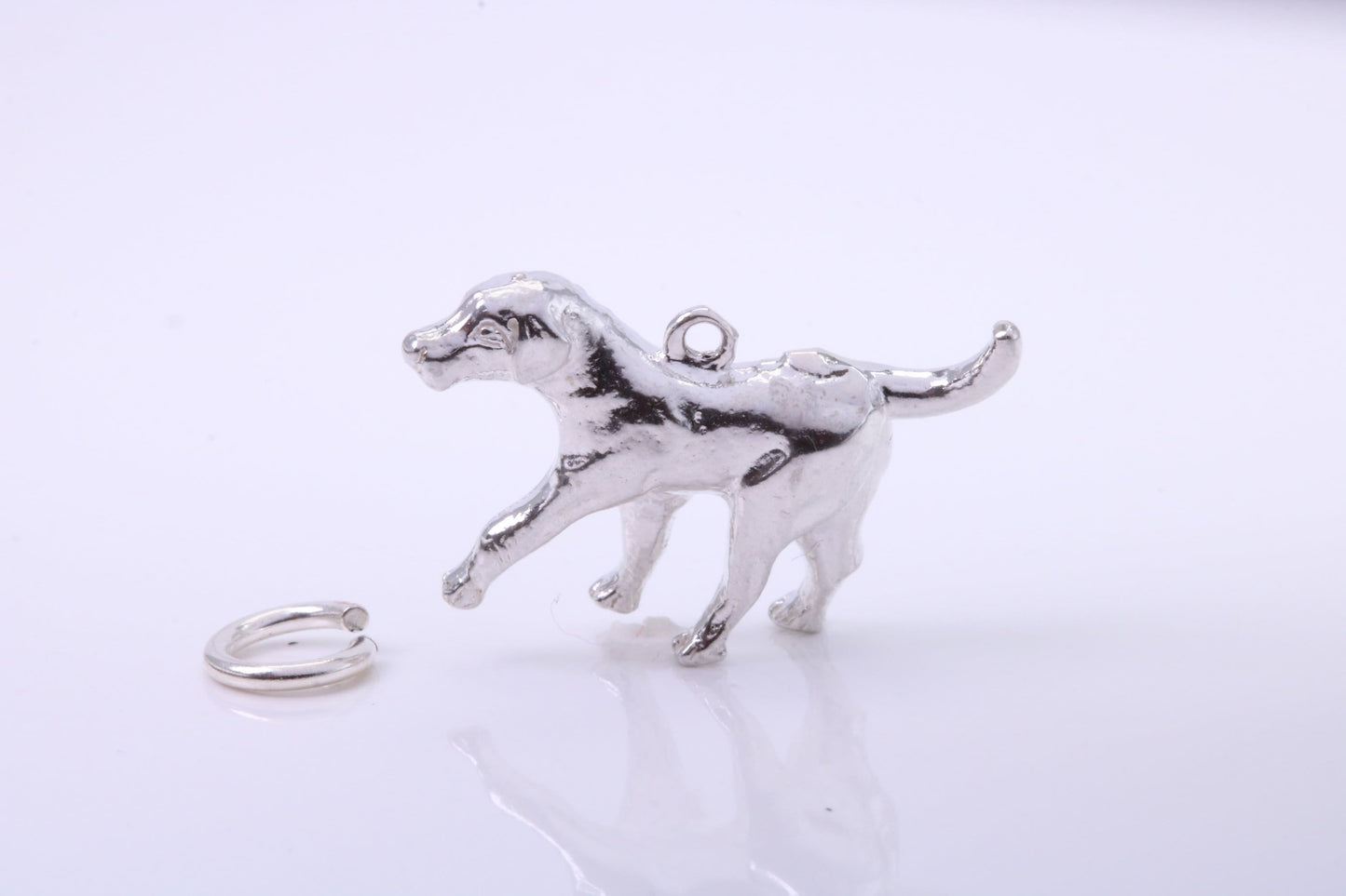 Fox Hound Dog Charm, Traditional Charm, Made from Solid 925 Grade Sterling Silver, Complete with Attachment Link