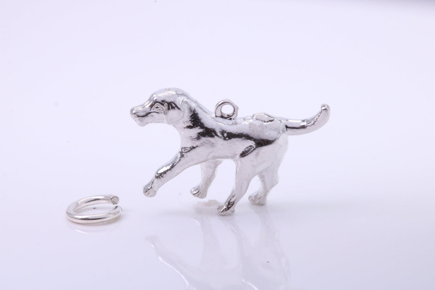 Fox Hound Dog Charm, Traditional Charm, Made from Solid 925 Grade Sterling Silver, Complete with Attachment Link