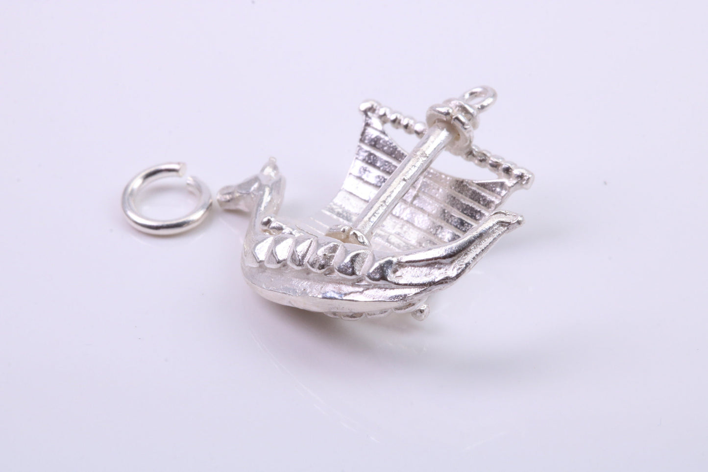 Viking Boat Charm, Traditional Charm, Made from Solid 925 Grade Sterling Silver, Complete with Attachment Link