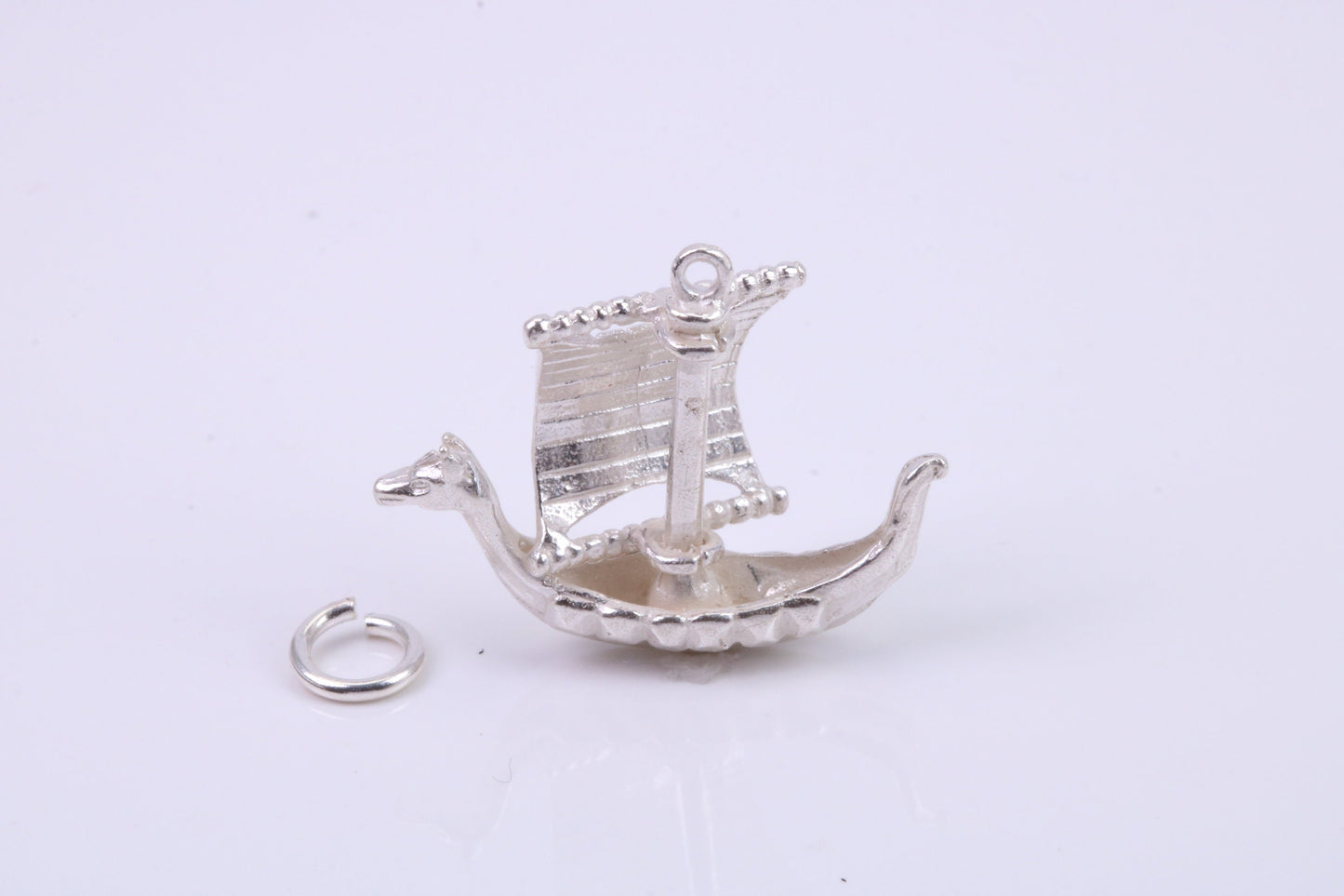 Viking Boat Charm, Traditional Charm, Made from Solid 925 Grade Sterling Silver, Complete with Attachment Link