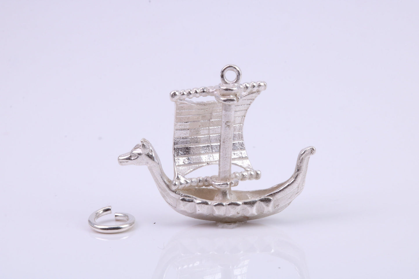 Viking Boat Charm, Traditional Charm, Made from Solid 925 Grade Sterling Silver, Complete with Attachment Link