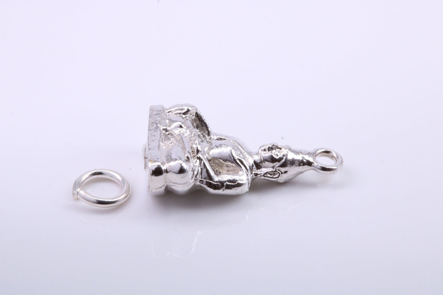 Buddha Charm, Traditional Charm, Made from Solid 925 Grade Sterling Silver, Complete with Attachment Link