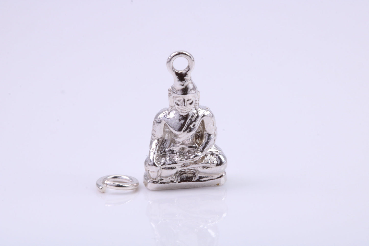 Buddha Charm, Traditional Charm, Made from Solid 925 Grade Sterling Silver, Complete with Attachment Link