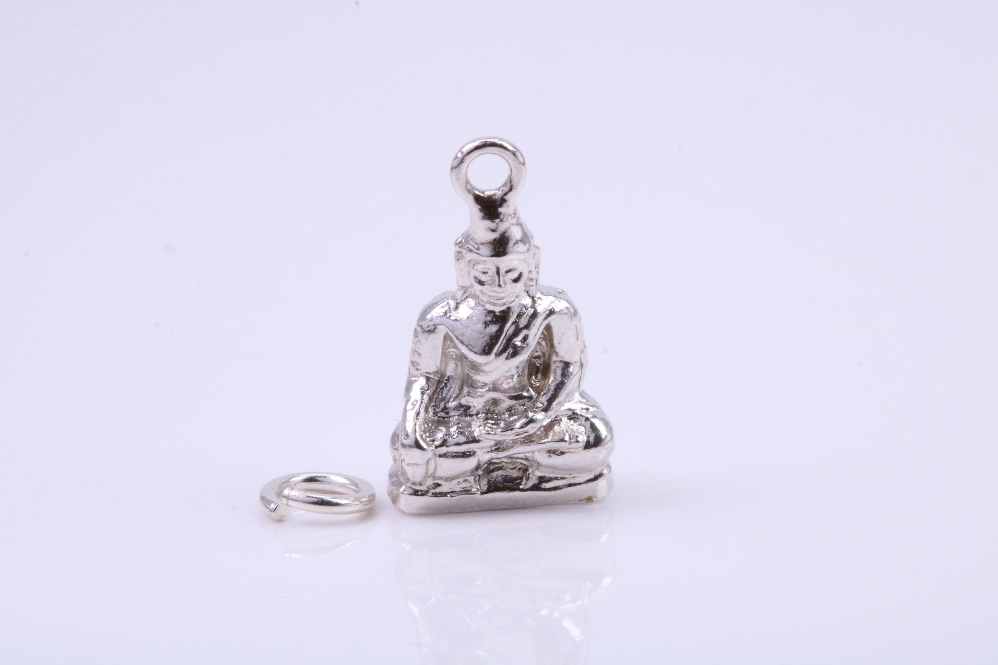 Buddha Charm, Traditional Charm, Made from Solid 925 Grade Sterling Silver, Complete with Attachment Link