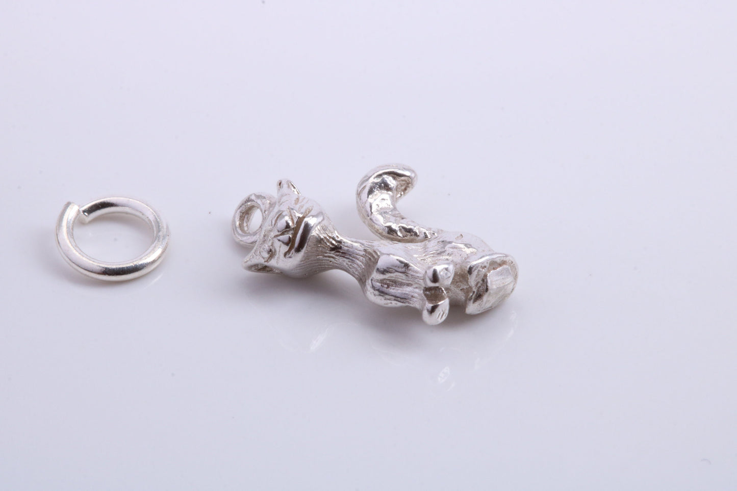 Cat Charm, Traditional Charm, Made from Solid 925 Grade Sterling Silver, Complete with Attachment Link