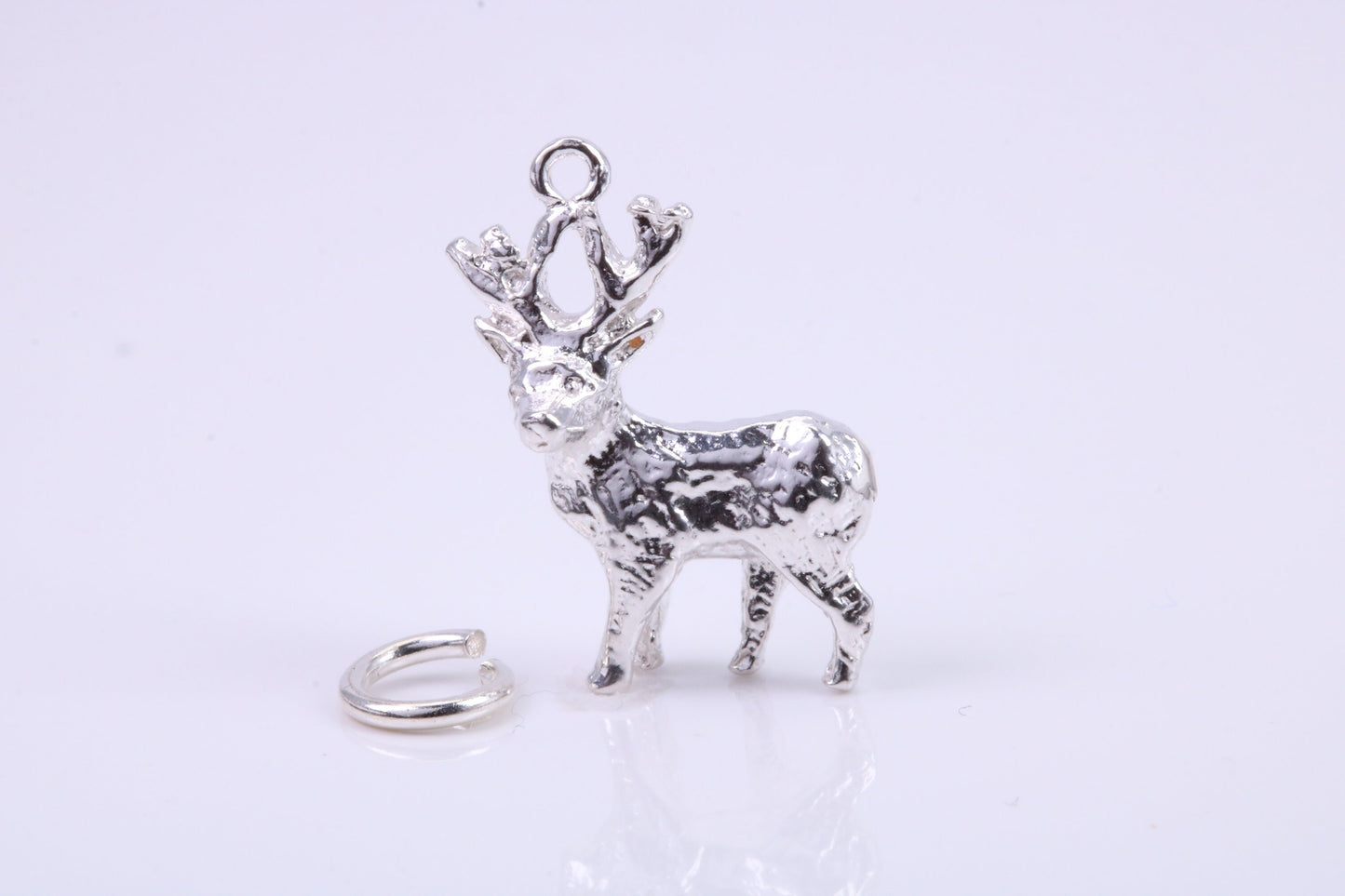 Deer Charm, Traditional Charm, Made from Solid 925 Grade Sterling Silver, Complete with Attachment Link