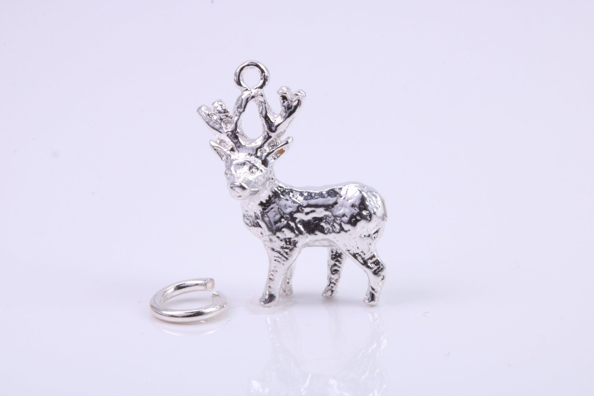 Deer Charm, Traditional Charm, Made from Solid 925 Grade Sterling Silver, Complete with Attachment Link