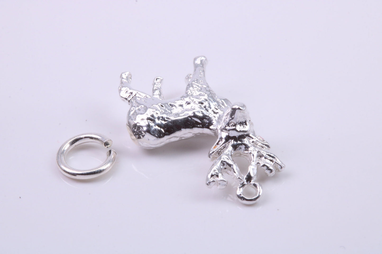 Deer Charm, Traditional Charm, Made from Solid 925 Grade Sterling Silver, Complete with Attachment Link