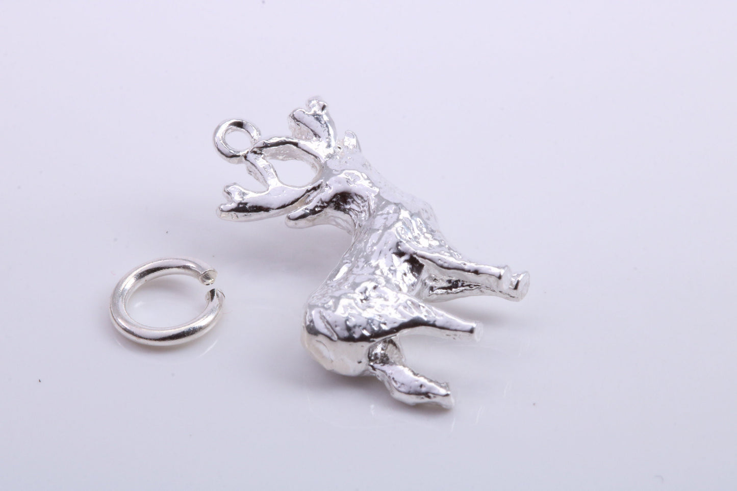 Deer Charm, Traditional Charm, Made from Solid 925 Grade Sterling Silver, Complete with Attachment Link