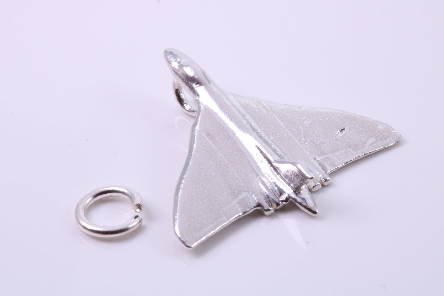 Vulcan Bomber Airplane Charm, Traditional Charm, Made from Solid 925 Grade Sterling Silver, Complete with Attachment Link