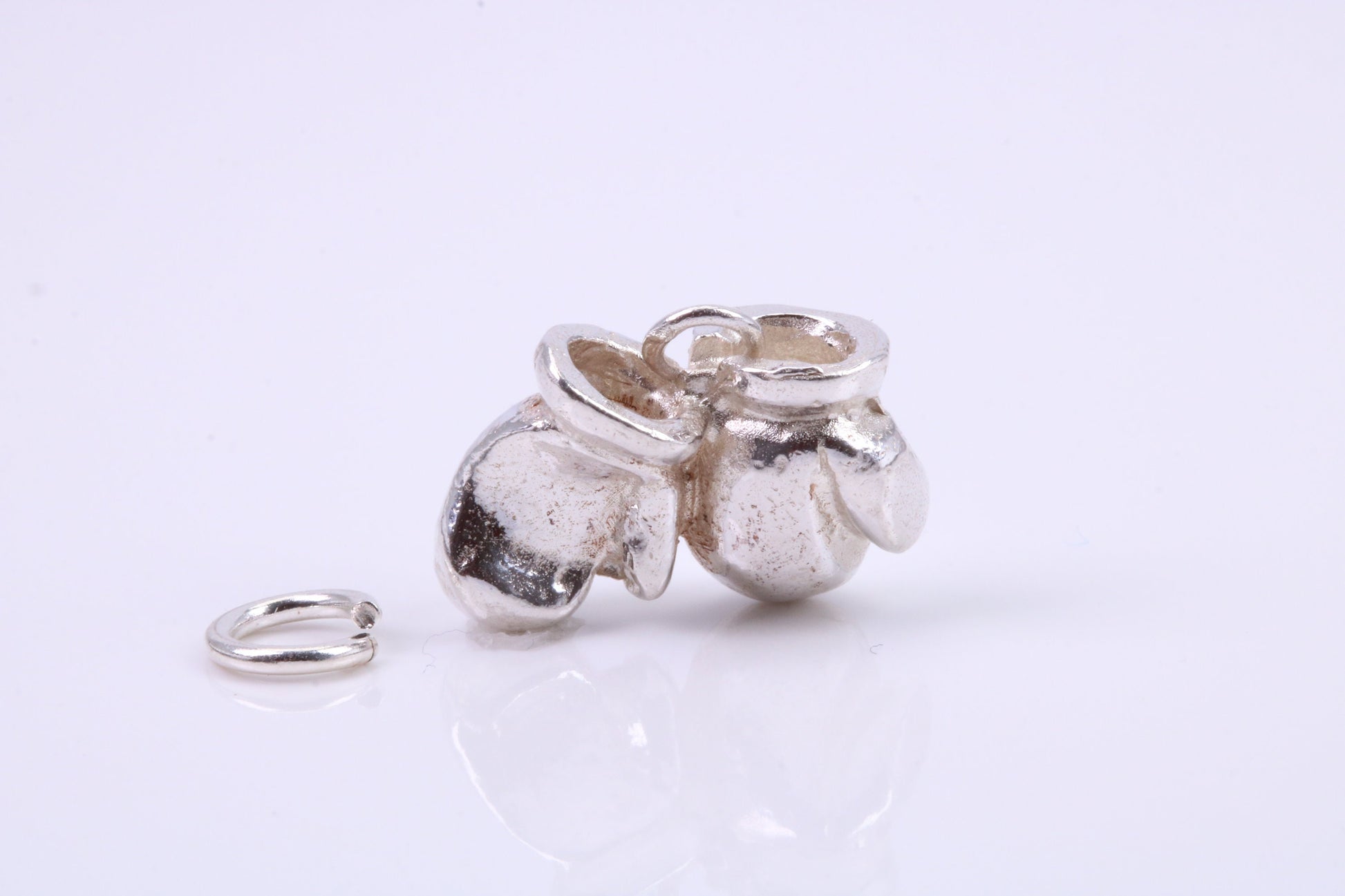 Pair of Boxing Gloves Charm, Traditional Charm, Made from Solid 925 Grade Sterling Silver, Complete with Attachment Link