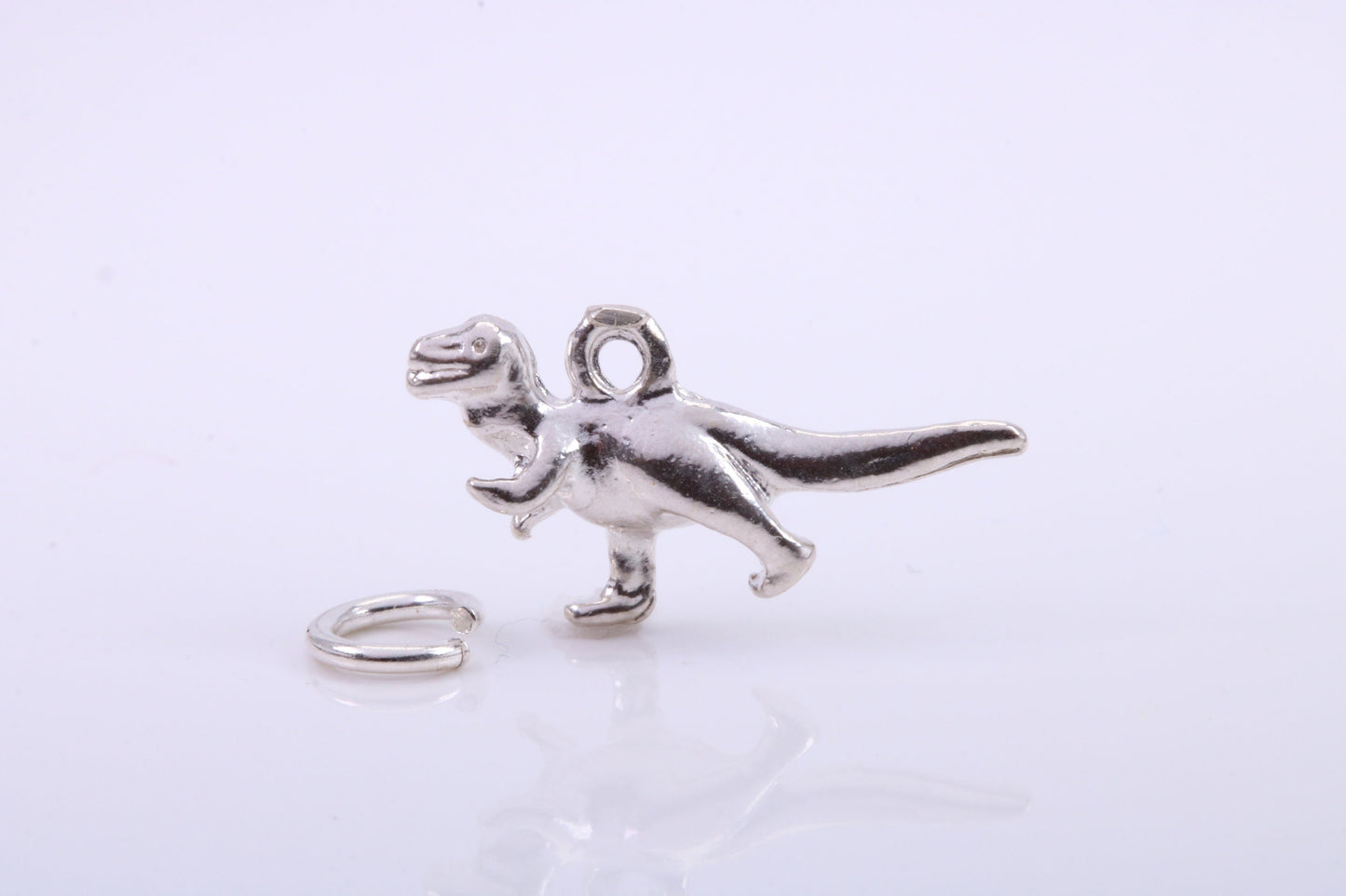 Dinosaur Charm, Traditional Charm, Made from Solid 925 Grade Sterling Silver, Complete with Attachment Link