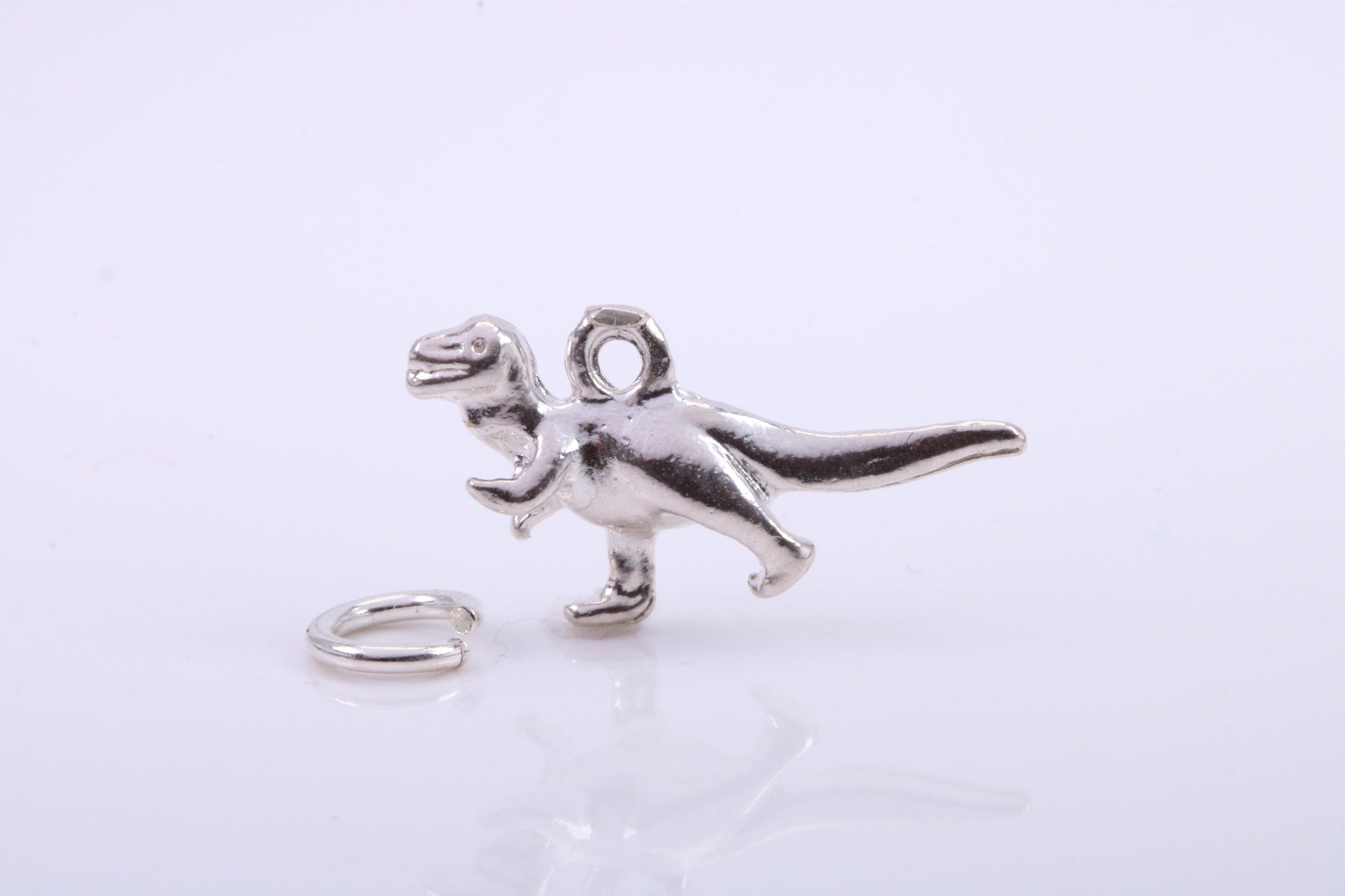 Dinosaur Charm, Traditional Charm, Made from Solid 925 Grade Sterling Silver, Complete with Attachment Link